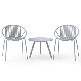 All Weather PP Patio Conversation Set with Round Coffee table and 2 Chairs