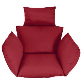 Egg Chair Cushion Hanging Basket Seat Cushion,Thicken Soft Egg Swing Chair Pad,Hanging Egg Chair Cushion with Headrest, Red
