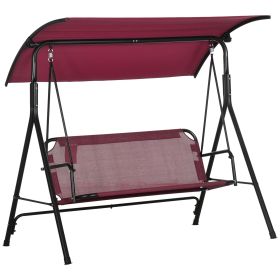 3-Person Porch Swing with Stand, Outdoor Swing for Patio Porch with Adjustable Tilt Canopy and Comfortable Swing Bench-Style Seat, Steel Frame