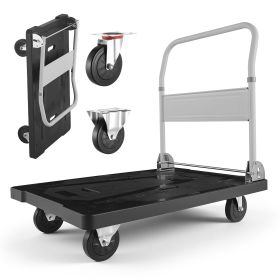 Foldable Push Cart Dolly, 660 lbs Capacity, Folding Platform Truck with Swivel Wheels, Moving Platform Hand Truck Flatbed Cart