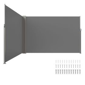 Retractable Side Awning, 79''x 236'' Outdoor Privacy Screen, 180g Polyester Water-proof Retractable Patio Screen