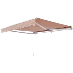 Manual Retractable Awning, 12 x 10 ft Outdoor Patio Awning Retractable Sun Shade