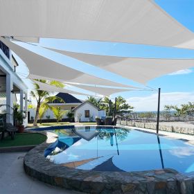 Artpuch Custom Size Light Gray Sun Shade Sail Triangle Canopy 185 GSM Durable Fabric UV Block Awning for Outdoor Patio Garden Backyard (Customize (Color: Light Gray, size: 13X24X24)